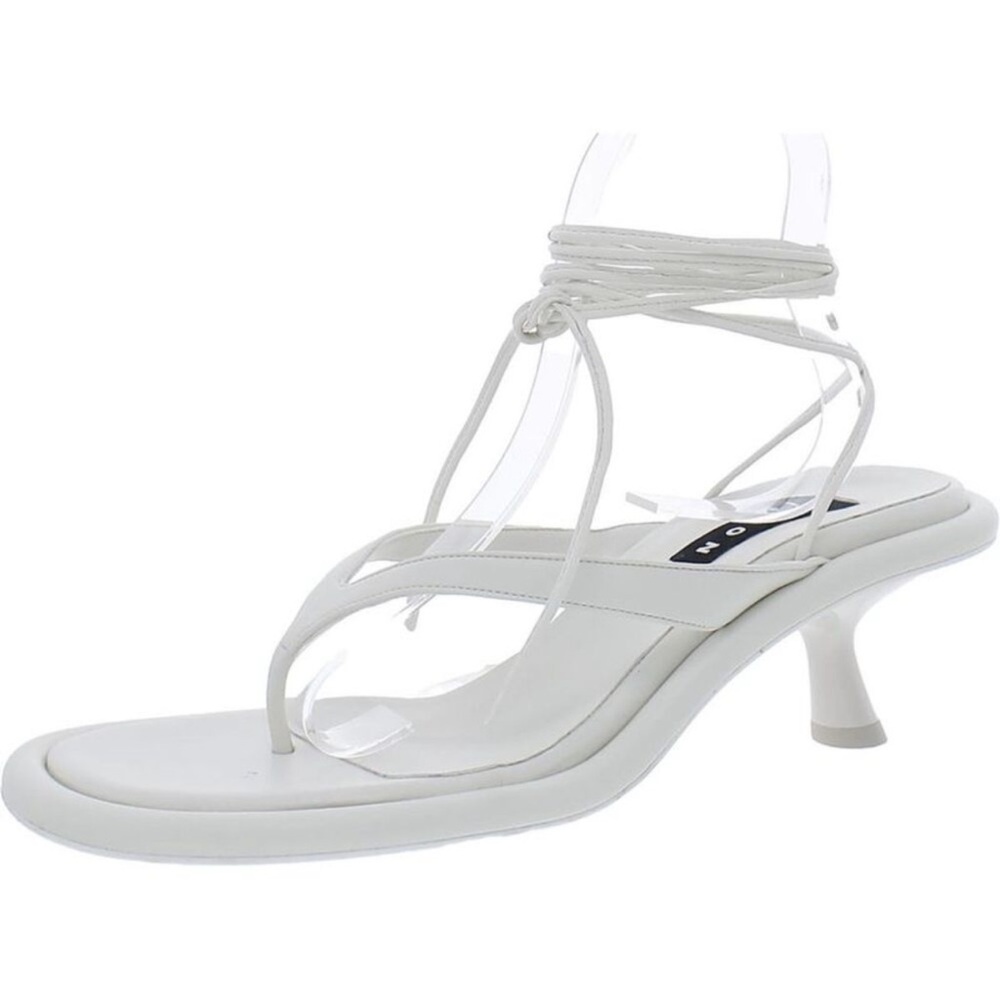 Simon Miller Womens White Faux Leather Strappy Ankle Thong Sandals Shoes